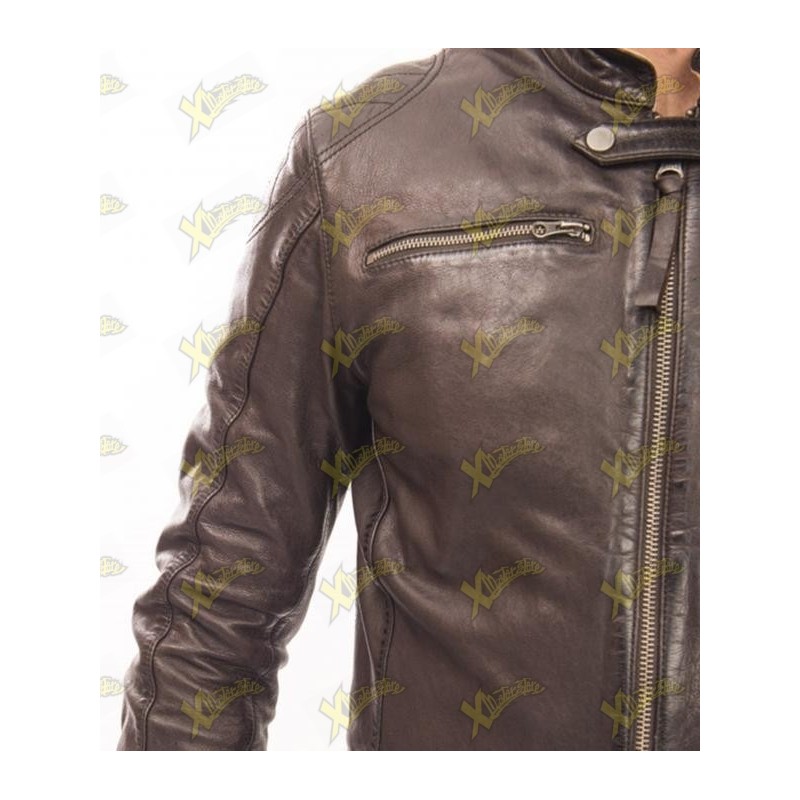 Giacca Da Moto In Pelle Marrone Gimoto Collection